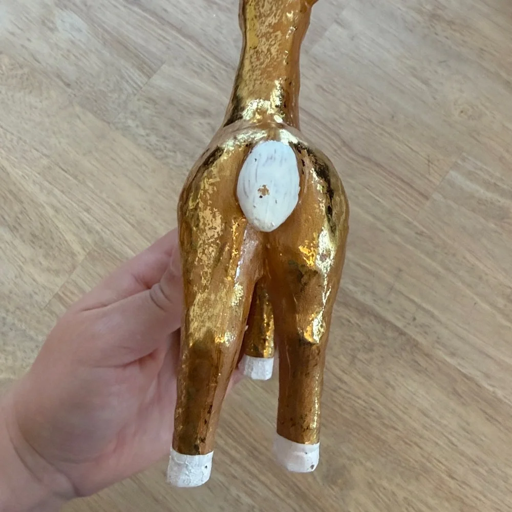 Wondershop gold and white painted ceramic reindeer Christmas figurine decorative